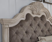 Bruchandi Antique White King Upholstered Panel Bed - PCB948B4