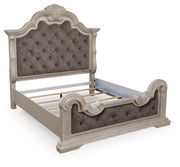 Bruchandi King Upholstered Panel Bed with Dresser in Antique White - PKG023745