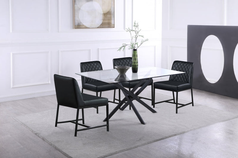 Bryce Vegan Leather Upholstered Dining Chair in Black, Set of 2 - 918Black-C