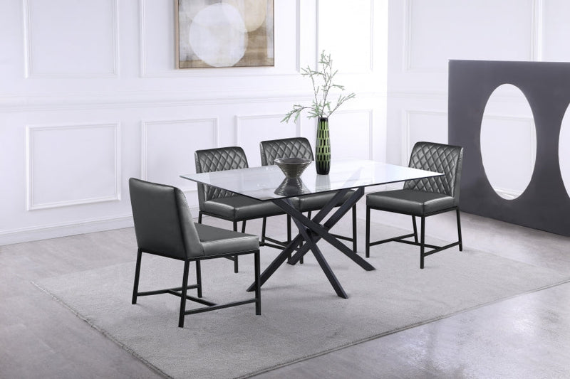 Bryce Vegan Leather Upholstered Dining Chair in Grey, Set of 2 - 918Grey-C