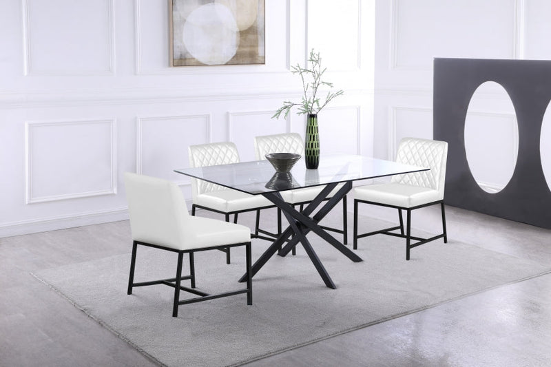 Bryce Vegan Leather Upholstered Dining Chair in White, Set of 2 - 918White-C