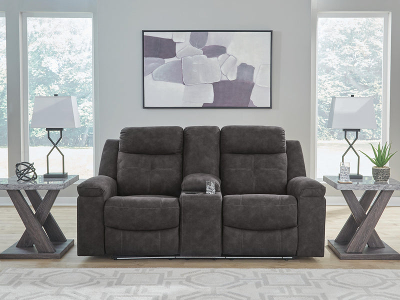 Brysonview Charcoal Reclining Loveseat with Console - 6360594