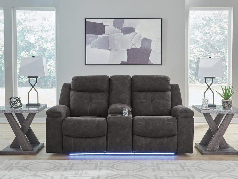 Brysonview Charcoal Reclining Loveseat with Console - 6360594