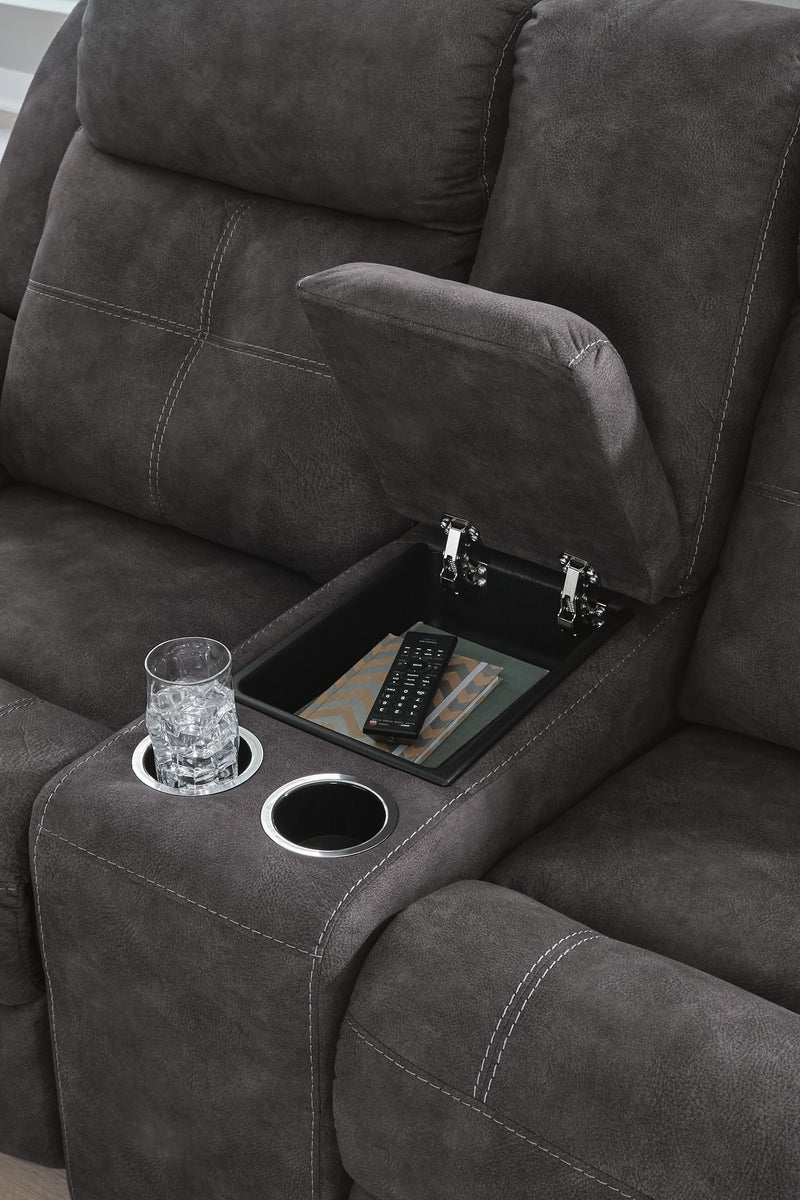 Brysonview Charcoal Reclining Loveseat with Console - 6360594
