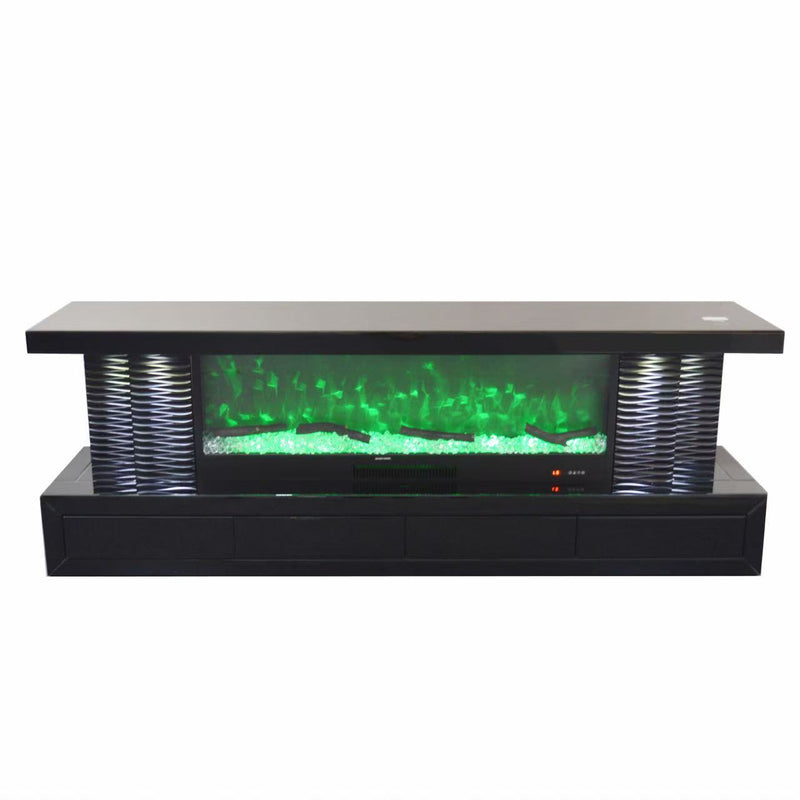 BTVS102 BLACK TV STAND FIREPLACE - 210000007813