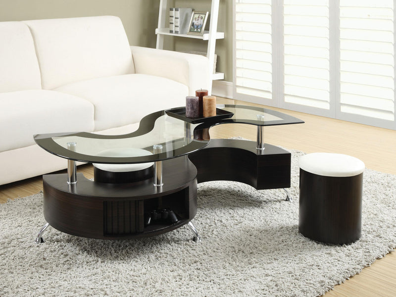 Buckley 3-piece Coffee Table and Stools Set Cappuccino - 720218