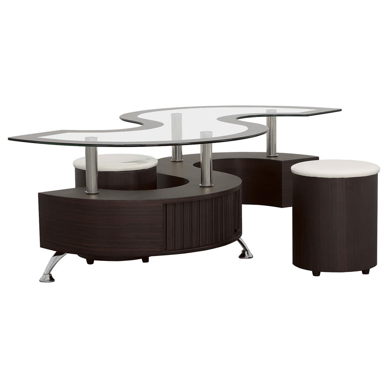 Buckley 3-piece Coffee Table and Stools Set Cappuccino - 720218