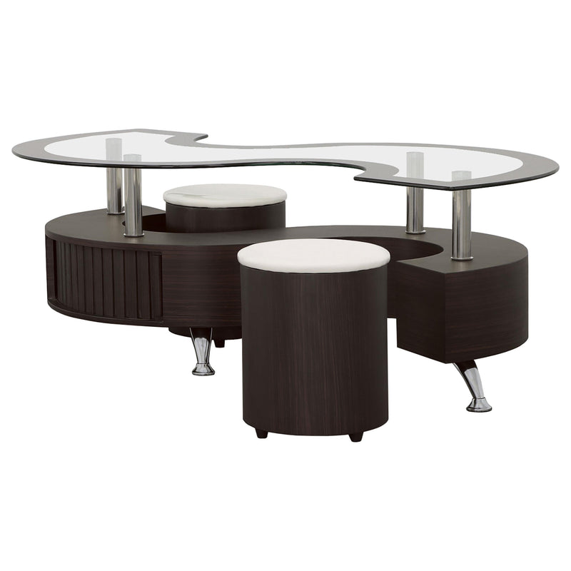 Buckley 3-piece Coffee Table and Stools Set Cappuccino - 720218