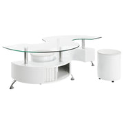 Buckley 3-piece Coffee Table and Stools Set White High Gloss - 703400