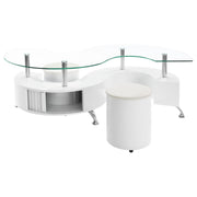 Buckley 3-piece Coffee Table and Stools Set White High Gloss - 703400