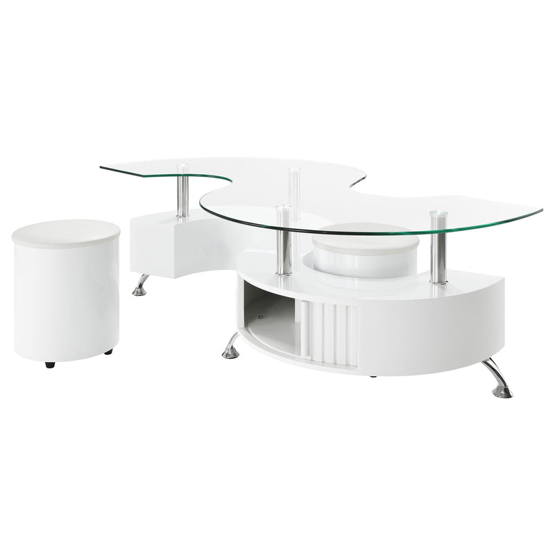 Buckley 3-piece Coffee Table and Stools Set White High Gloss - 703400
