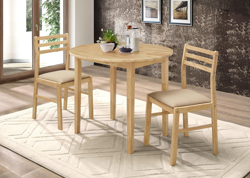 Bucknell 3-piece Round Drop Leaf Dining Table Set Natural - 130006