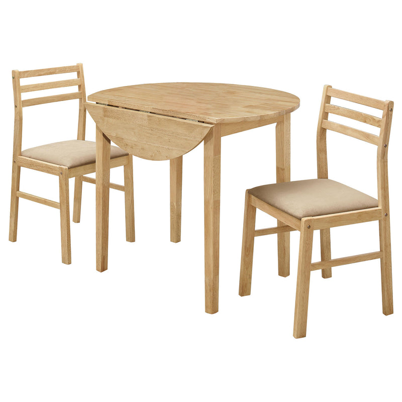 Bucknell 3-piece Round Drop Leaf Dining Table Set Natural - 130006