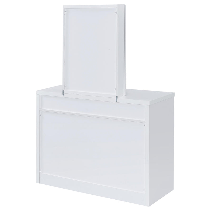 Bunbury Makeup Vanity Table Set Storage Mirror and Stool White - 930280