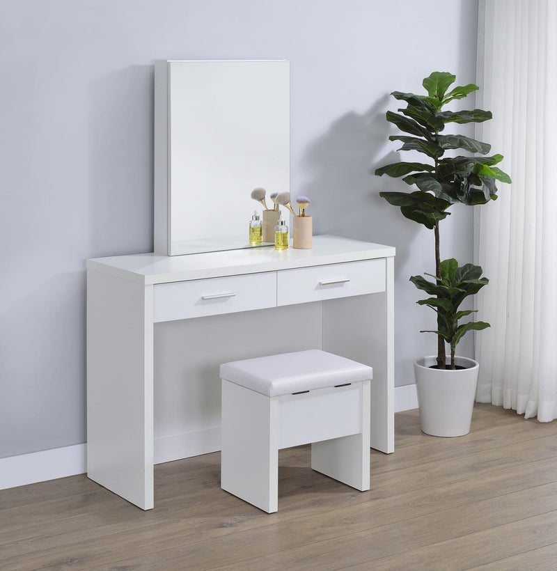 Bunbury Makeup Vanity Table Set Storage Mirror and Stool White - 930280