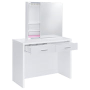 Bunbury Makeup Vanity Table Set Storage Mirror and Stool White - 930280