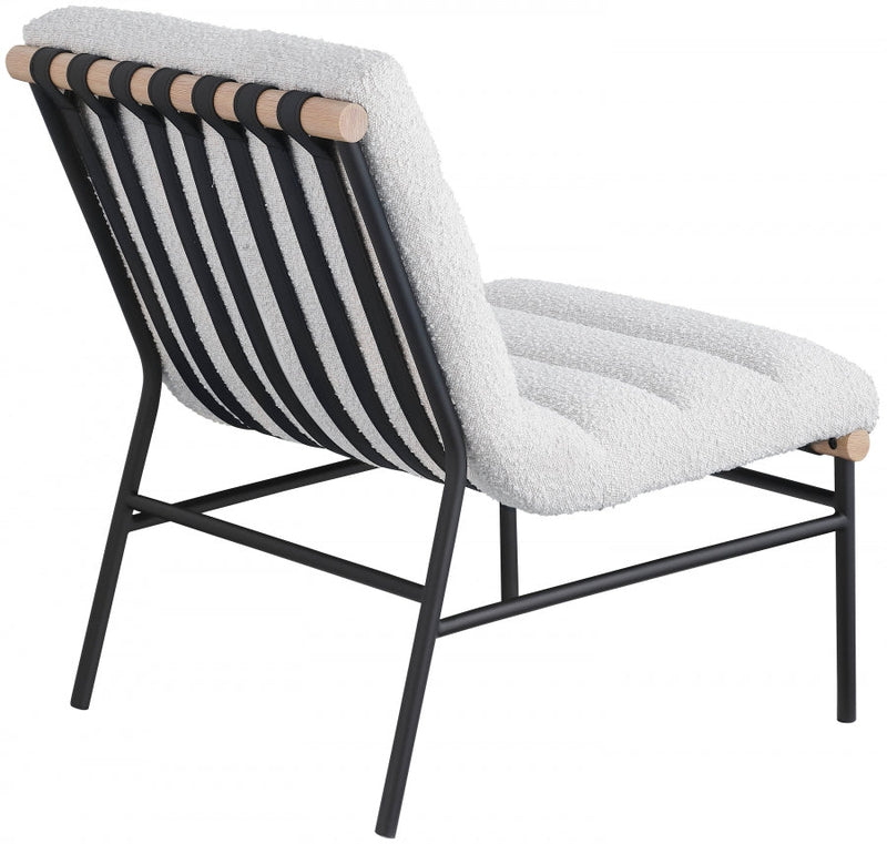 Burke Boucle Fabric Upholstered Accent Chair in Cream - 411Cream