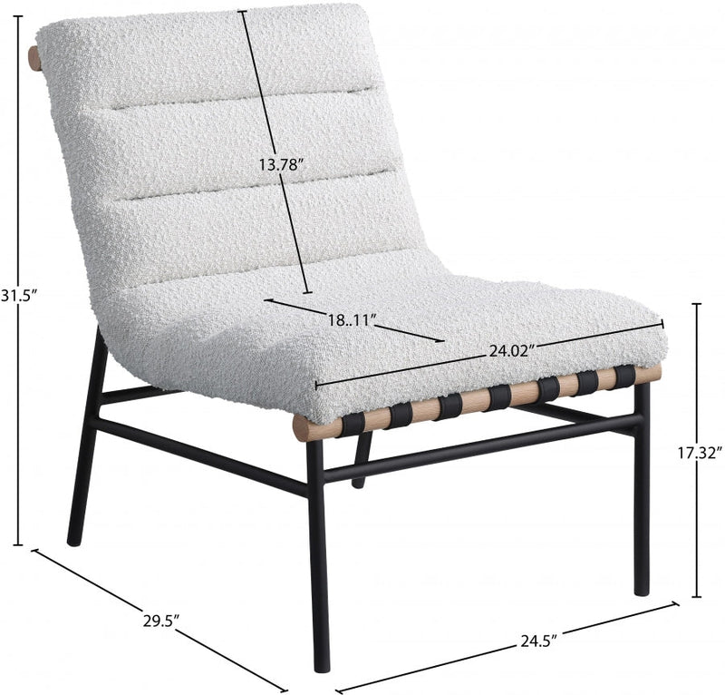 Burke Boucle Fabric Upholstered Accent Chair in Cream - 411Cream