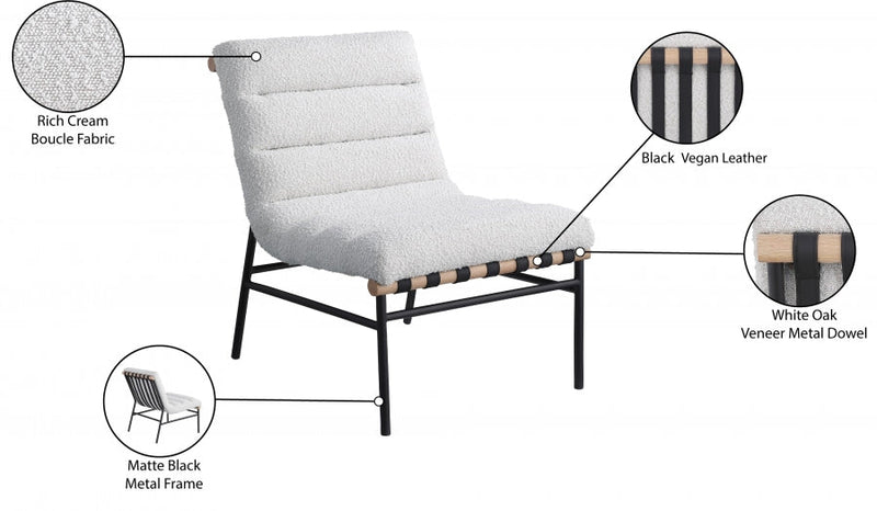 Burke Boucle Fabric Upholstered Accent Chair in Cream - 411Cream
