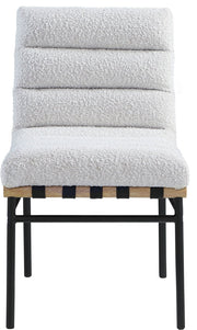 Burke Boucle Fabric Upholstered Dining Chair in Cream, Set of 2 - 590Cream-C