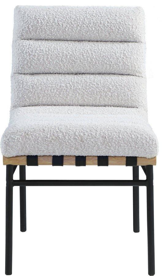 Burke Boucle Fabric Upholstered Dining Chair in Cream, Set of 2 - 590Cream-C