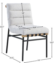 Burke Boucle Fabric Upholstered Dining Chair in Cream, Set of 2 - 590Cream-C