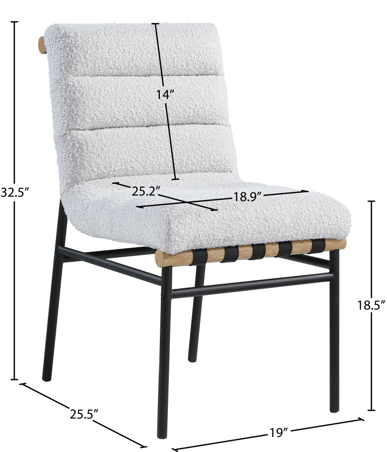 Burke Boucle Fabric Upholstered Dining Chair in Cream, Set of 2 - 590Cream-C