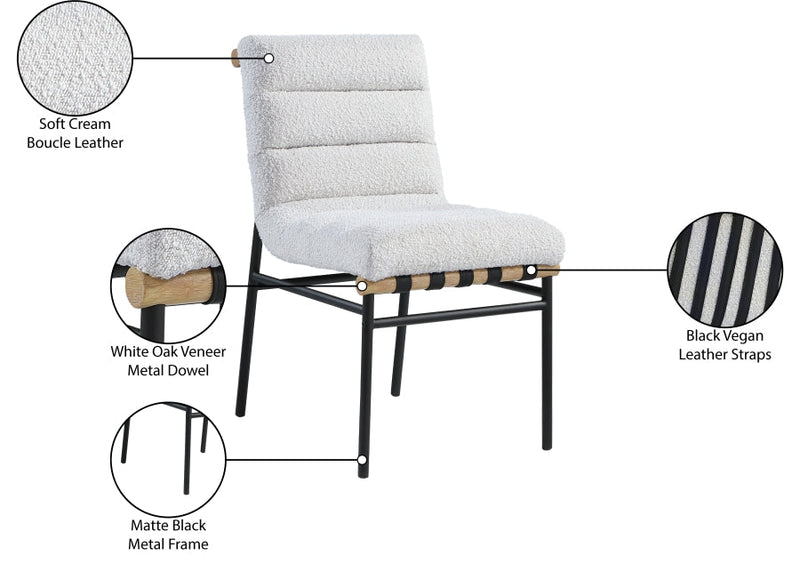 Burke Boucle Fabric Upholstered Dining Chair in Cream, Set of 2 - 590Cream-C