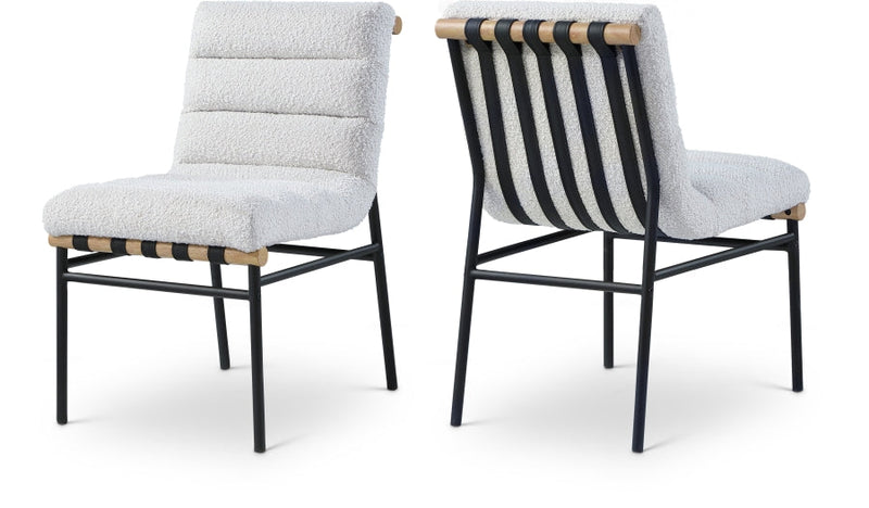 Burke Boucle Fabric Upholstered Dining Chair in Cream, Set of 2 - 590Cream-C