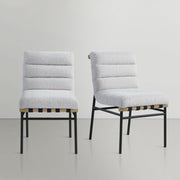 Burke Boucle Fabric Upholstered Dining Chair in Cream, Set of 2 - 590Cream-C