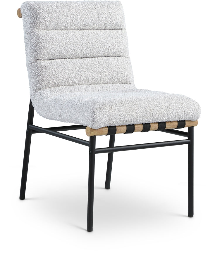 Burke Boucle Fabric Upholstered Dining Chair in Cream, Set of 2 - 590Cream-C