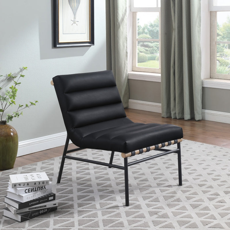 Burke Vegan Leather Upholstered Accent Chair in Black - 411Black