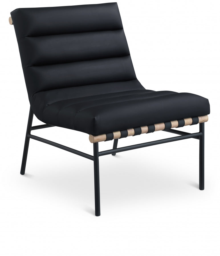 Burke Vegan Leather Upholstered Accent Chair in Black - 411Black