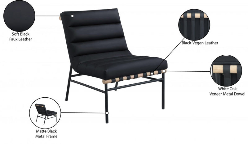 Burke Vegan Leather Upholstered Accent Chair in Black - 411Black