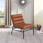 Burke Vegan Leather Upholstered Accent Chair in Cognac - 411Cognac