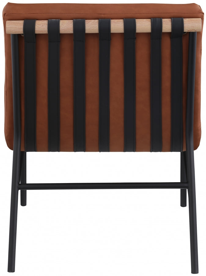 Burke Vegan Leather Upholstered Accent Chair in Cognac - 411Cognac