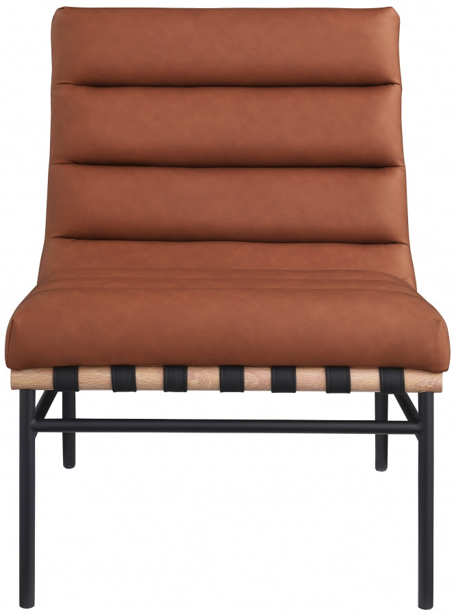 Burke Vegan Leather Upholstered Accent Chair in Cognac - 411Cognac