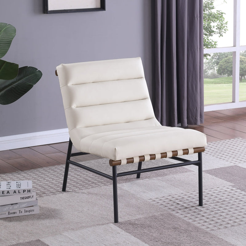 Burke Vegan Leather Upholstered Accent Chair in Cream - 416Cream