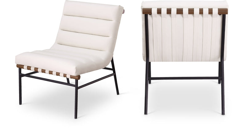 Burke Vegan Leather Upholstered Accent Chair in Cream - 416Cream