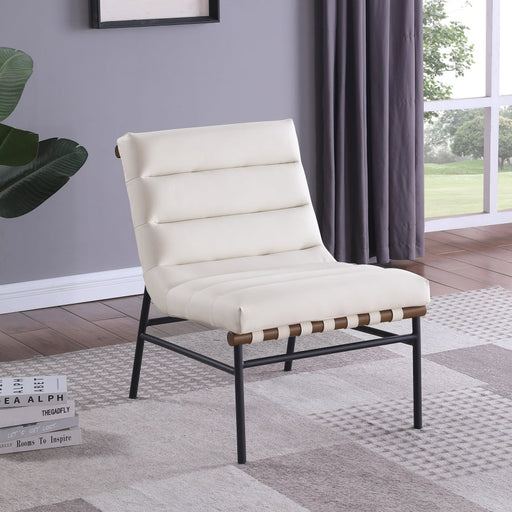 Burke Vegan Leather Upholstered Accent Chair in Cream - 416Cream
