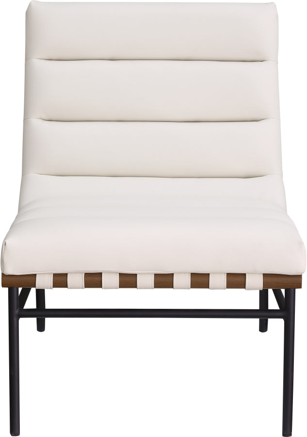 Burke Vegan Leather Upholstered Accent Chair in Cream - 416Cream