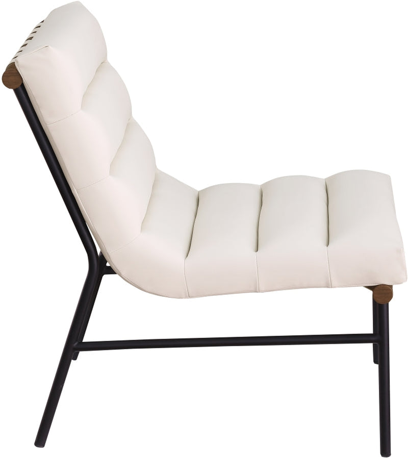 Burke Vegan Leather Upholstered Accent Chair in Cream - 416Cream