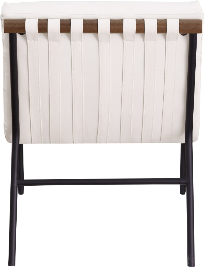 Burke Vegan Leather Upholstered Accent Chair in Cream - 416Cream