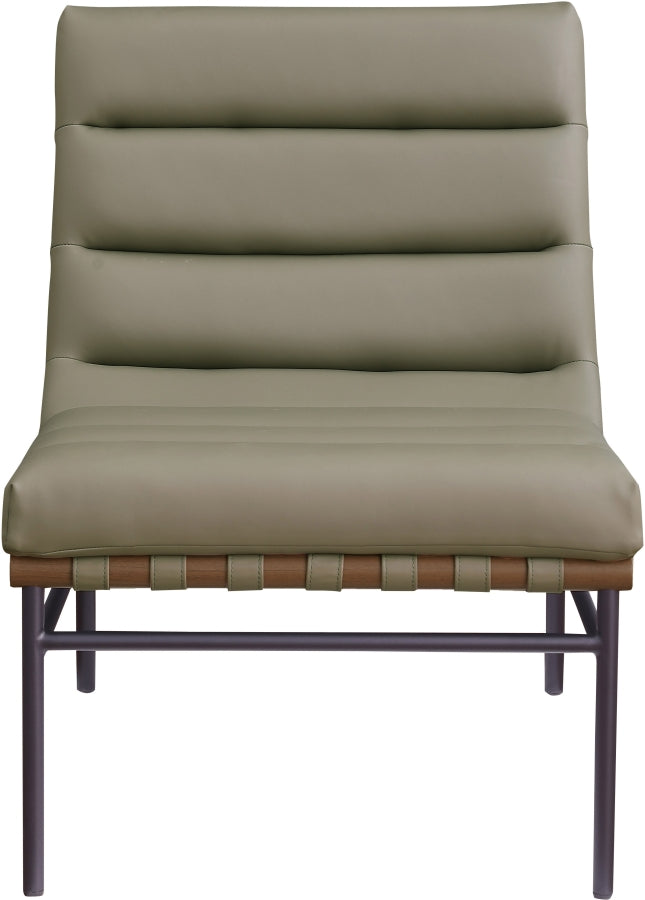 Burke Vegan Leather Upholstered Accent Chair in Olive - 416Olive