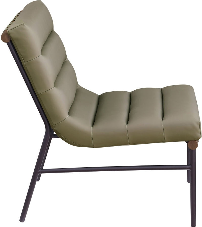 Burke Vegan Leather Upholstered Accent Chair in Olive - 416Olive