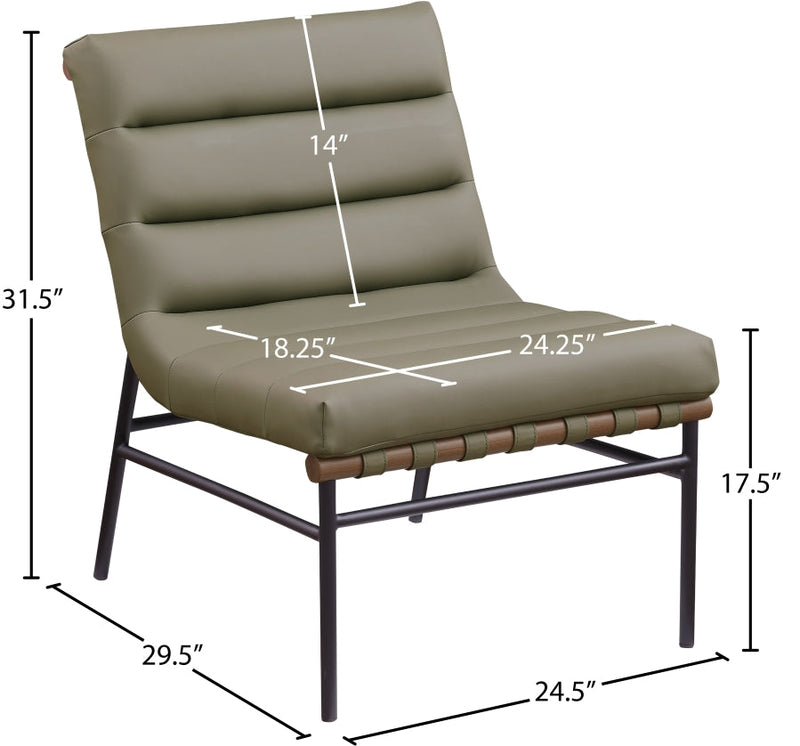 Burke Vegan Leather Upholstered Accent Chair in Olive - 416Olive