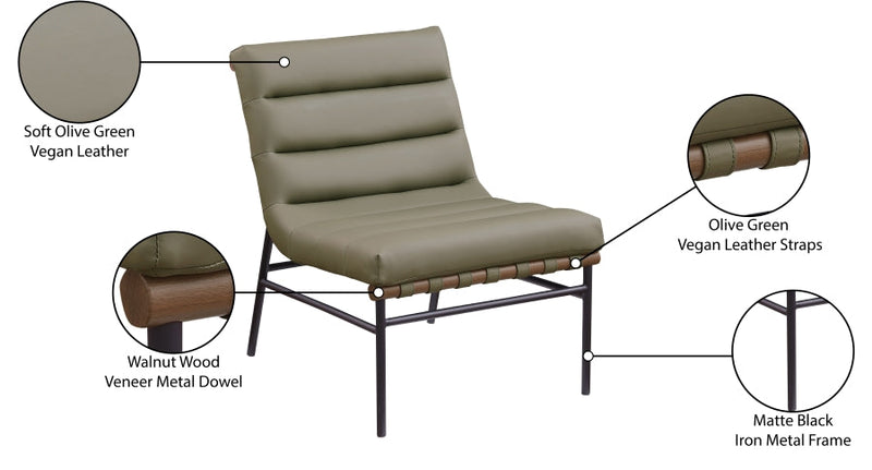 Burke Vegan Leather Upholstered Accent Chair in Olive - 416Olive