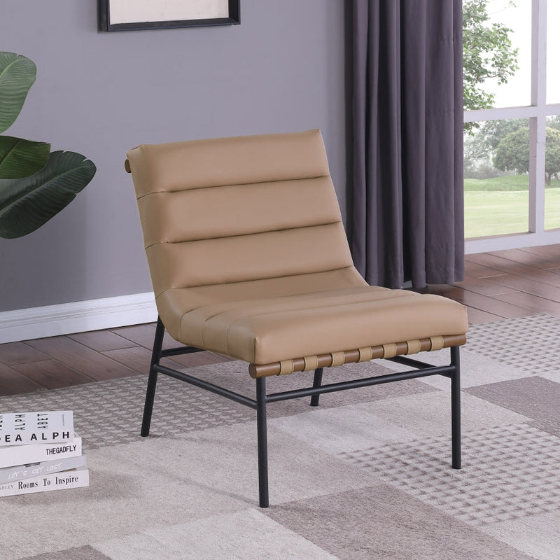 Burke Vegan Leather Upholstered Accent Chair in Tan - 416Tan