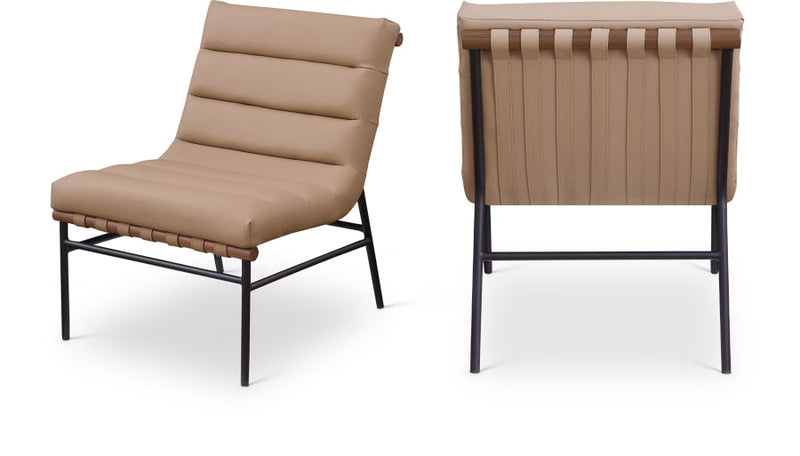 Burke Vegan Leather Upholstered Accent Chair in Tan - 416Tan