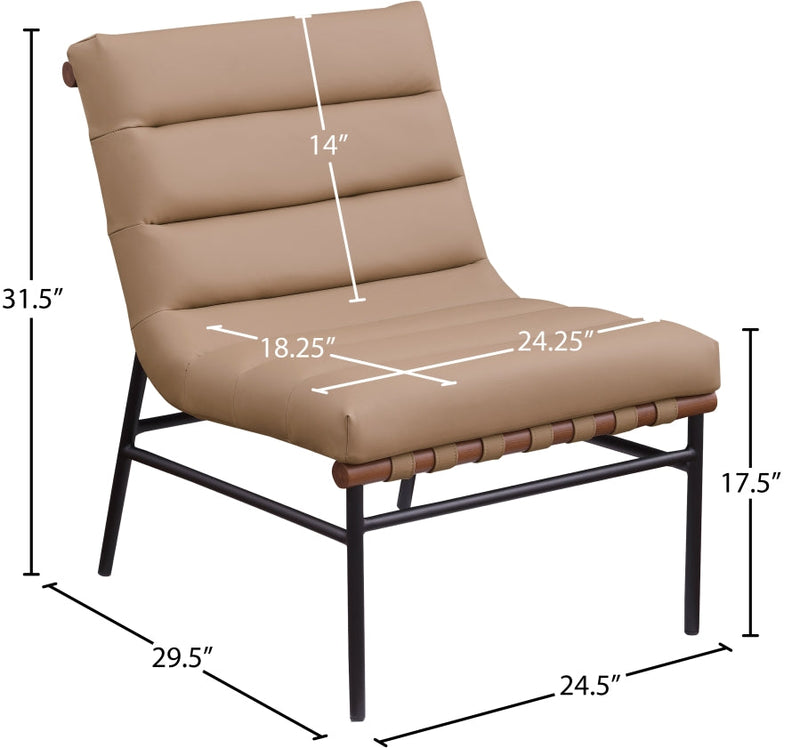 Burke Vegan Leather Upholstered Accent Chair in Tan - 416Tan